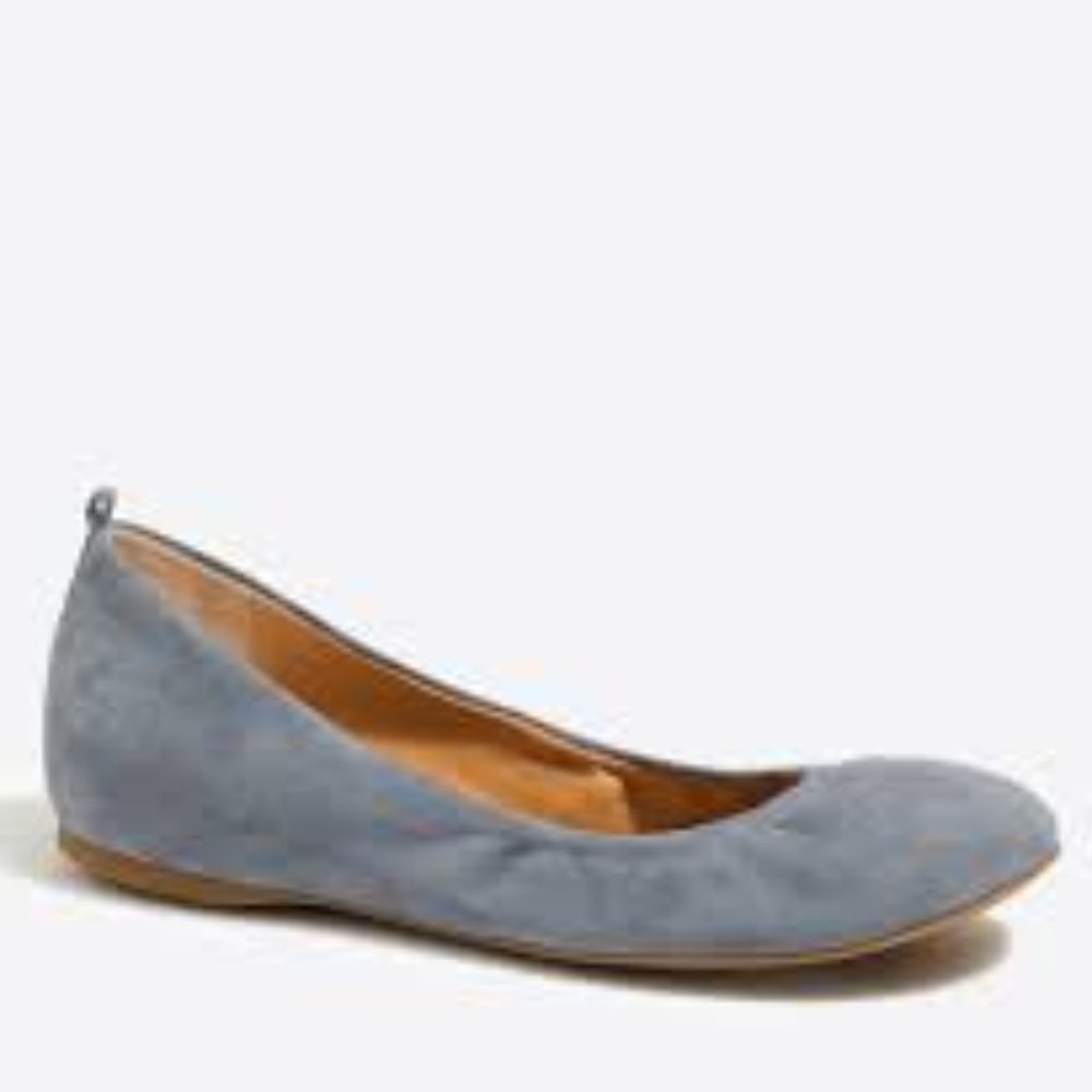J. CREW Anya Suede Ballet Flats Light Gray
